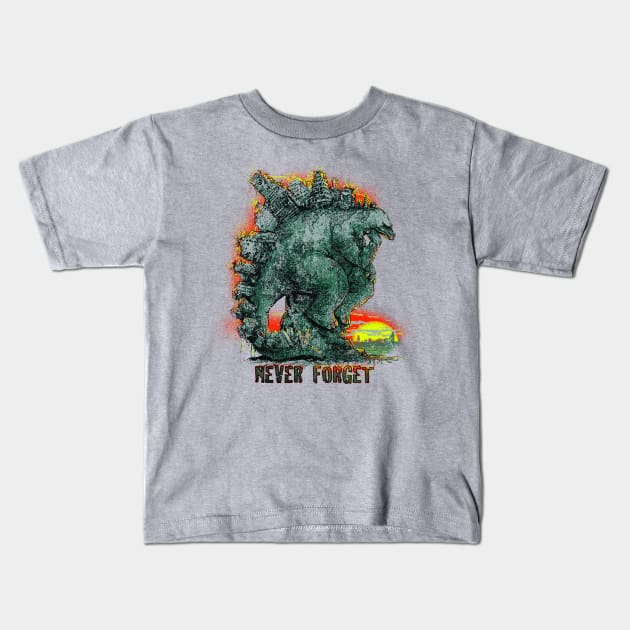 Never Forget Stego Sore Us Kids T-Shirt by Mudge